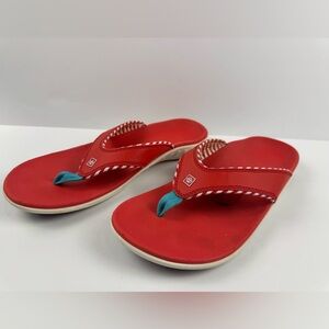 Women’s Spenco yummy candy stripe orthotic thong sandal in size 9